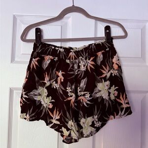 H&M Black Floral High Waist Women's Shorts